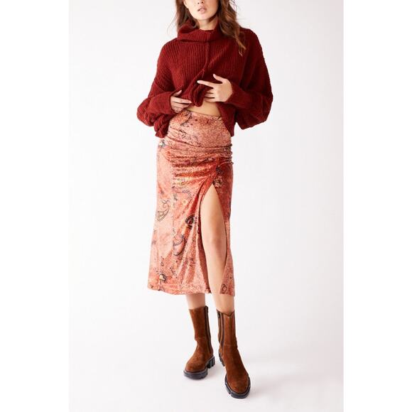 Free People Romano Midi Skirt - XS - Burnt Combo - Picture 2 of 8